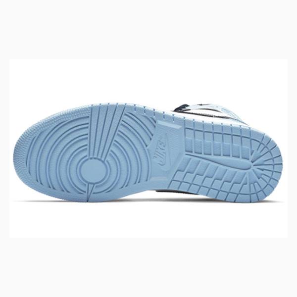Nike High OG UNC Kiiltonahka Nahkaiset Koripallokengät Naisten Air Jordan 1 Valkoinen Mustat Sininen | JD-872XM