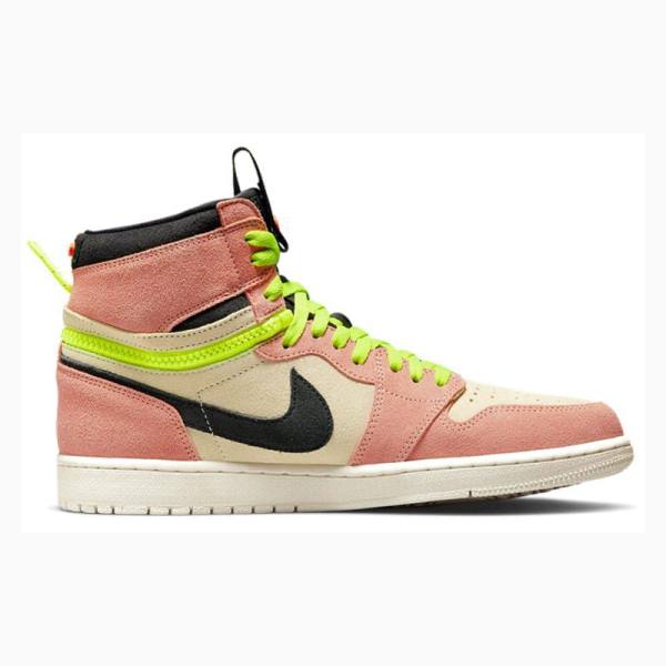 Nike High Switch Peach Koripallokengät Miesten Air Jordan 1 Mustat Pinkki Vihreä | JD-589NQ