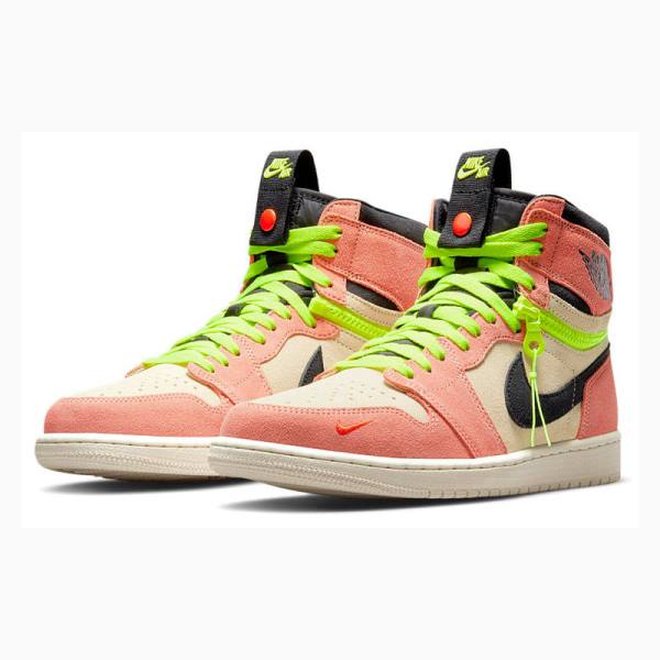 Nike High Switch Peach Koripallokengät Miesten Air Jordan 1 Mustat Pinkki Vihreä | JD-589NQ