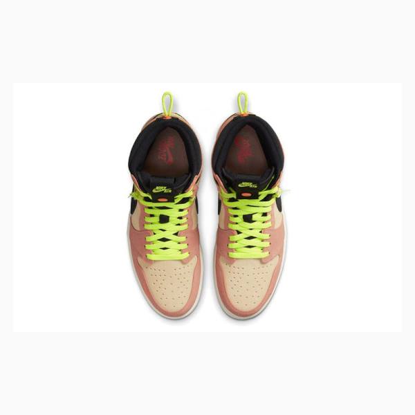 Nike High Switch Peach Koripallokengät Miesten Air Jordan 1 Mustat Pinkki Vihreä | JD-589NQ