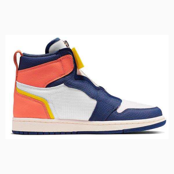 Nike High Zip Sail Koripallokengät Naisten Air Jordan 1 Valkoinen Sininen Oranssi | JD-347CA