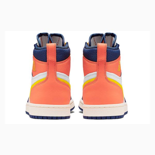 Nike High Zip Sail Koripallokengät Naisten Air Jordan 1 Valkoinen Sininen Oranssi | JD-347CA