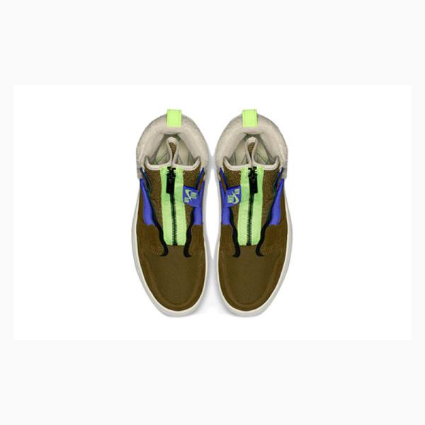 Nike High Zip Up Flak Volt Koripallokengät Naisten Air Jordan 1 Vihreä Oliivinvihreä | JD-713HE
