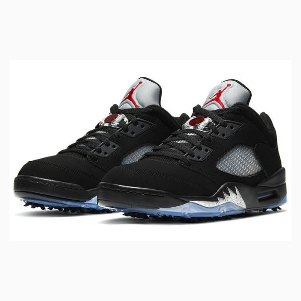Nike Low Golf Tennarit Miesten Air Jordan 5 Mustat | JD-436MQ