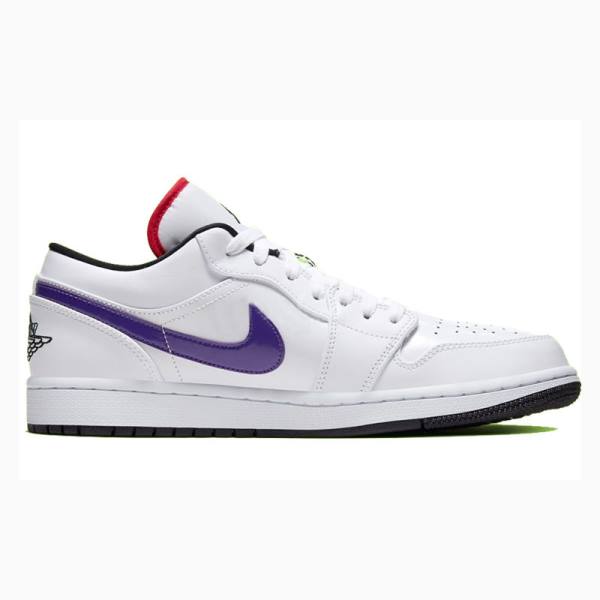Nike Low 'Multi-Color Swoosh' Tennarit Miesten Air Jordan 1 Valkoinen Keltainen Violetit | JD-748TF