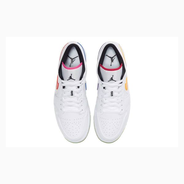 Nike Low 'Multi-Color Swoosh' Tennarit Miesten Air Jordan 1 Valkoinen Keltainen Violetit | JD-748TF