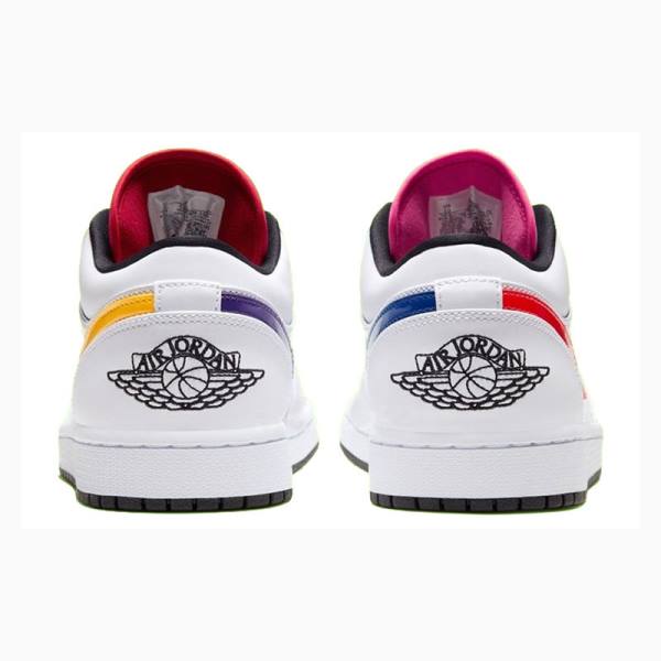 Nike Low 'Multi-Color Swoosh' Tennarit Miesten Air Jordan 1 Valkoinen Keltainen Violetit | JD-748TF