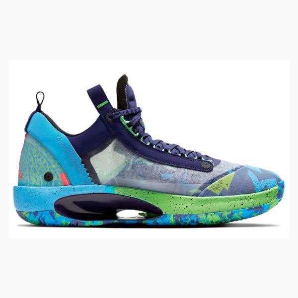 Nike Low PF Regency Tennarit Naisten Air Jordan 34 Violetit Sininen Vihreä | JD-743GH
