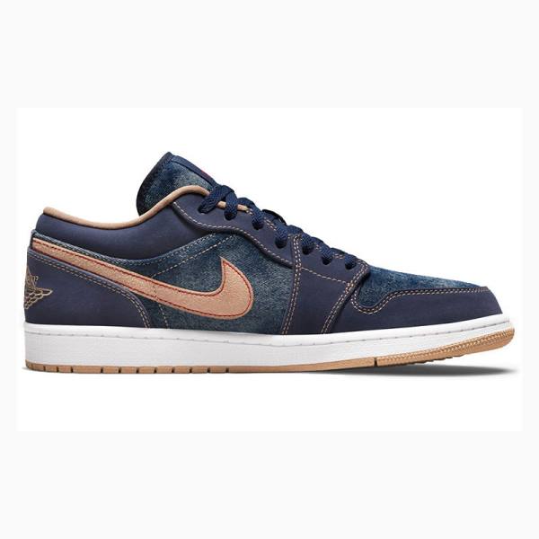 Nike Low SE Denim Tennarit Miesten Air Jordan 1 Sininen Oranssi | JD-965PH
