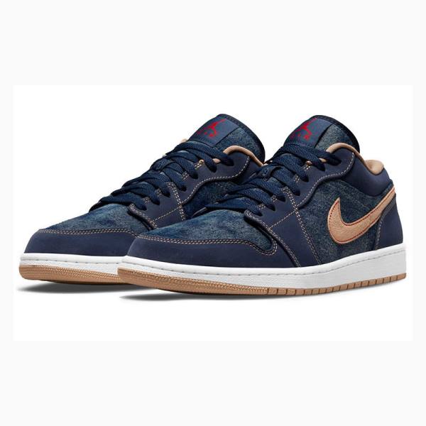 Nike Low SE Denim Tennarit Miesten Air Jordan 1 Sininen Oranssi | JD-965PH