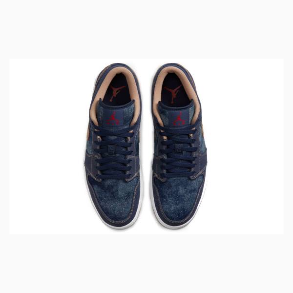 Nike Low SE Denim Tennarit Miesten Air Jordan 1 Sininen Oranssi | JD-965PH