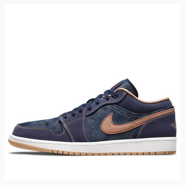 Nike Low SE Denim Tennarit Miesten Air Jordan 1 Sininen Oranssi | JD-965PH