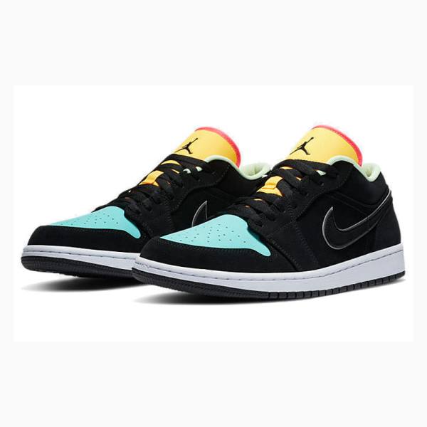 Nike Low SE Tennarit Miesten Air Jordan 1 Mustat Keltainen Vihreä | JD-382YR