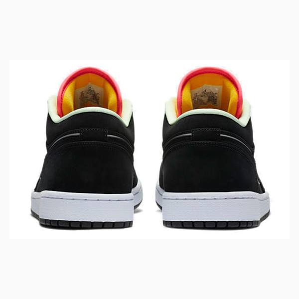 Nike Low SE Tennarit Miesten Air Jordan 1 Mustat Keltainen Vihreä | JD-382YR
