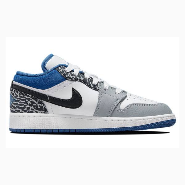 Nike Low SE Tennarit Miesten Air Jordan 1 Valkoinen Sininen Harmaat | JD-678OP