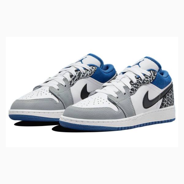 Nike Low SE Tennarit Miesten Air Jordan 1 Valkoinen Sininen Harmaat | JD-678OP