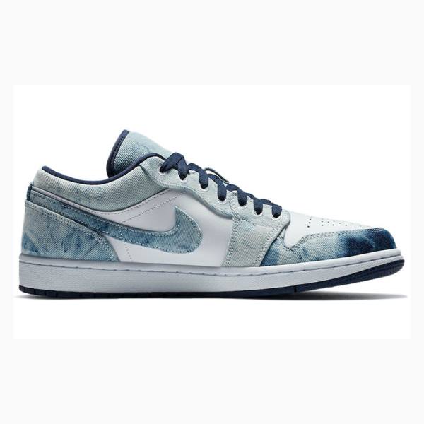 Nike Low SE Washed Denim Tennarit Miesten Air Jordan 1 Valkoinen Sininen | JD-756OX