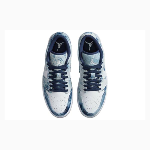 Nike Low SE Washed Denim Tennarit Miesten Air Jordan 1 Valkoinen Sininen | JD-756OX