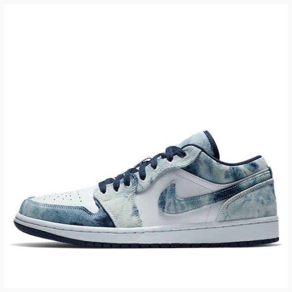 Nike Low SE Washed Denim Tennarit Miesten Air Jordan 1 Valkoinen Sininen | JD-756OX