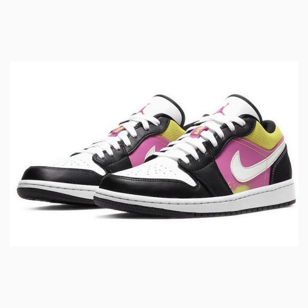 Nike Low Spray Paint Tennarit Miesten Air Jordan 1 Mustat Violetit Keltainen | JD-084WX