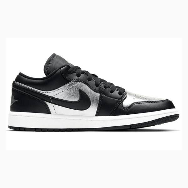Nike Low Tennarit Naisten Air Jordan 1 Mustat Hopea | JD-017TW