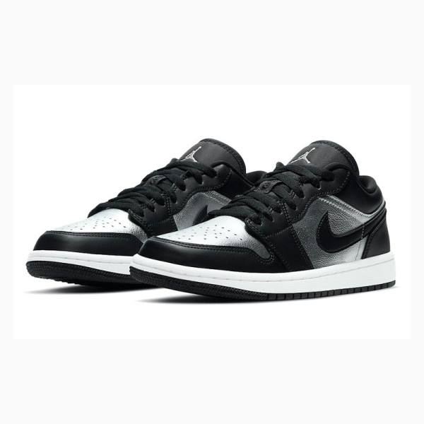 Nike Low Tennarit Naisten Air Jordan 1 Mustat Hopea | JD-017TW