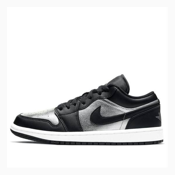Nike Low Tennarit Naisten Air Jordan 1 Mustat Hopea | JD-017TW