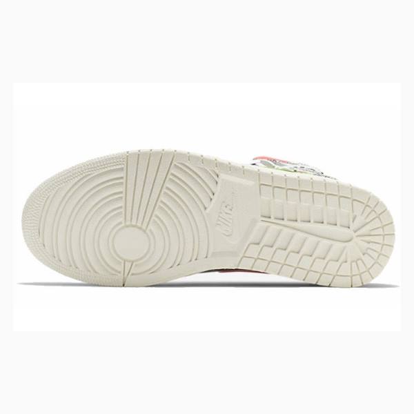Nike Mid All-Over Logos Koripallokengät Miesten Air Jordan 1 Mustat Valkoinen Punainen Vihreä | JD-613HW