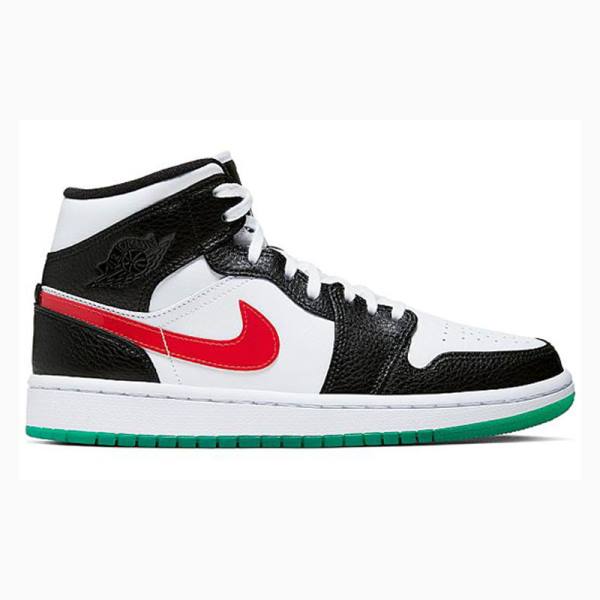 Nike Mid Alternate Swooshes Koripallokengät Naisten Air Jordan 1 Mustat Punainen Vihreä | JD-623CB