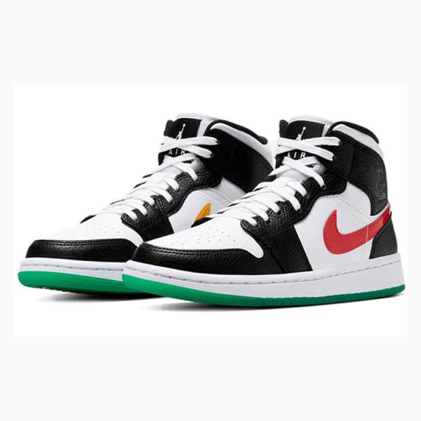 Nike Mid Alternate Swooshes Koripallokengät Naisten Air Jordan 1 Mustat Punainen Vihreä | JD-623CB