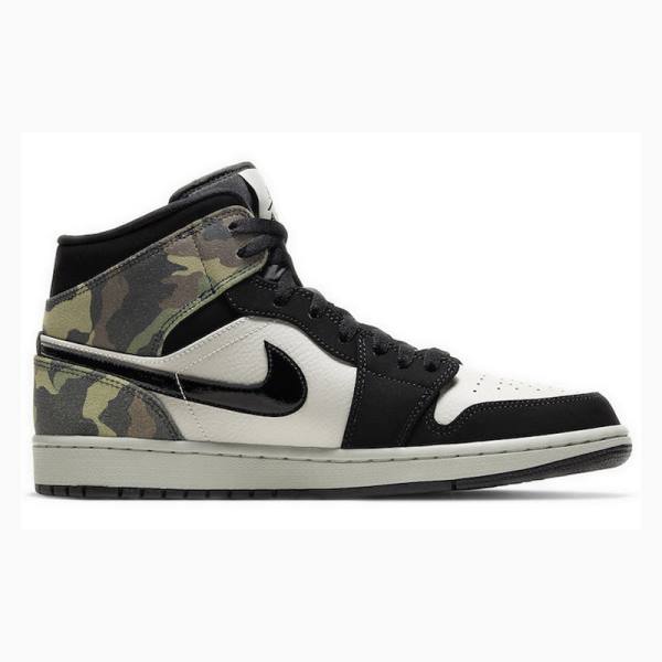 Nike Mid Camo Koripallokengät Miesten Air Jordan 1 Mustat Valkoinen Vihreä | JD-715RN