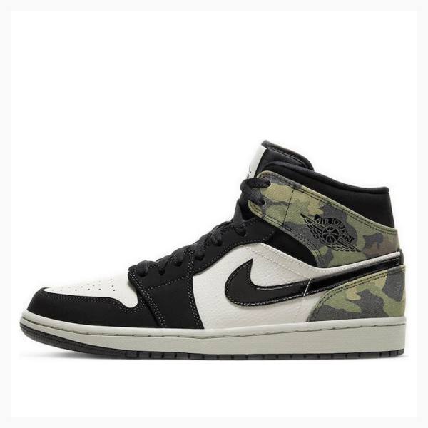Nike Mid Camo Koripallokengät Miesten Air Jordan 1 Mustat Valkoinen Vihreä | JD-715RN
