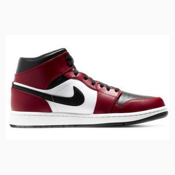 Nike Mid Chicago Koripallokengät Miesten Air Jordan 1 Mustat Valkoinen Punainen | JD-436NE