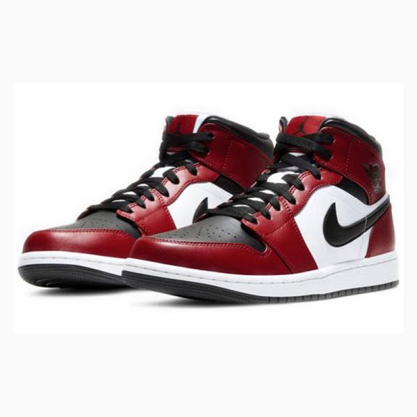 Nike Mid Chicago Koripallokengät Miesten Air Jordan 1 Mustat Valkoinen Punainen | JD-436NE