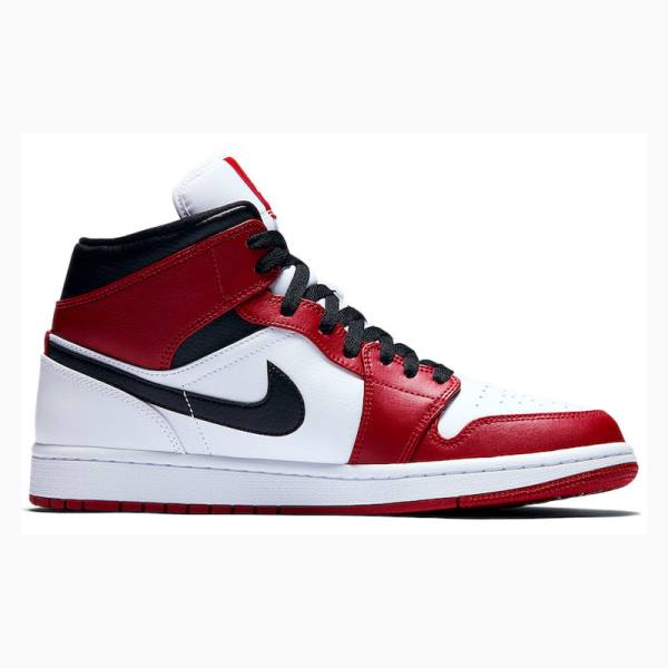 Nike Mid Chicago Koripallokengät Miesten Air Jordan 1 Valkoinen Mustat Punainen | JD-891CB
