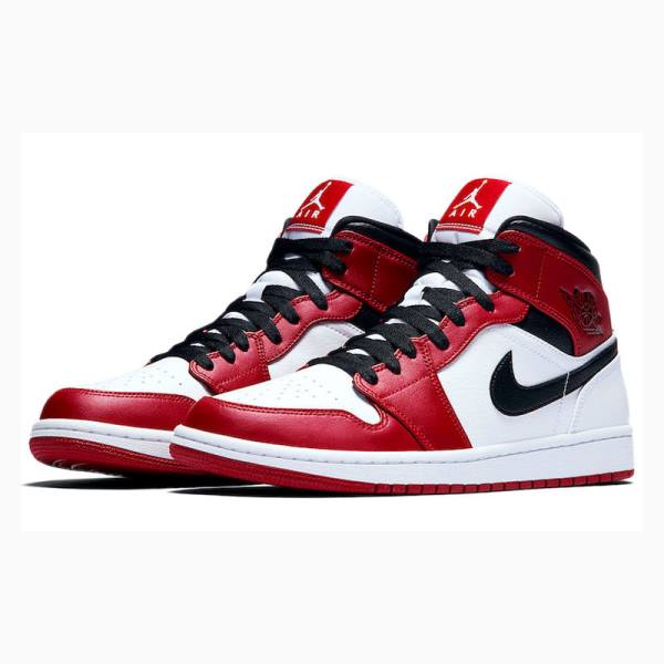 Nike Mid Chicago Koripallokengät Miesten Air Jordan 1 Valkoinen Mustat Punainen | JD-891CB