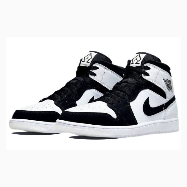 Nike Mid Diamond Shorts Koripallokengät Miesten Air Jordan 1 Valkoinen Mustat | JD-713EG