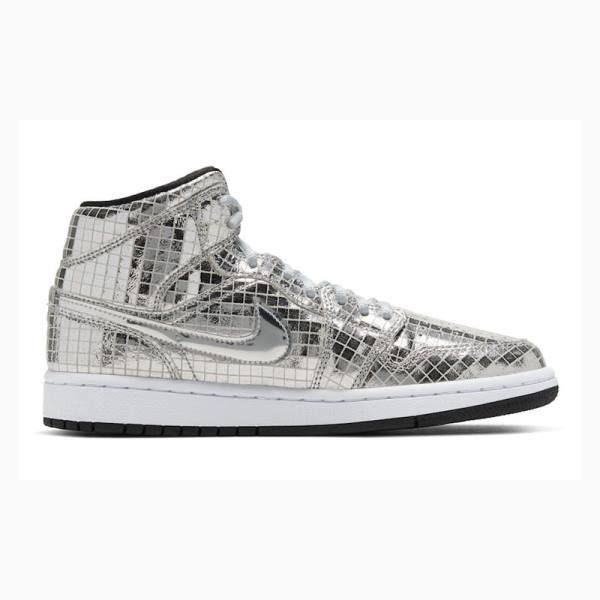 Nike Mid Flashing Lights Koripallokengät Naisten Air Jordan 1 Hopea | JD-804GE