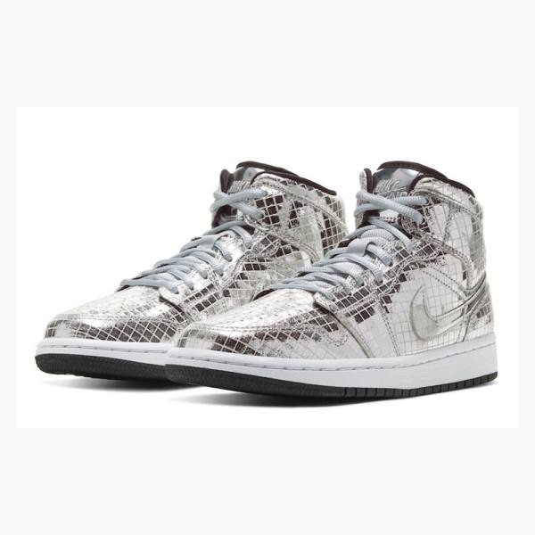 Nike Mid Flashing Lights Koripallokengät Naisten Air Jordan 1 Hopea | JD-804GE
