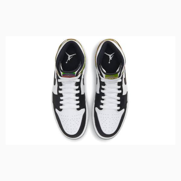 Nike Mid Heat Reactive Koripallokengät Miesten Air Jordan 1 Valkoinen Mustat | JD-324YM