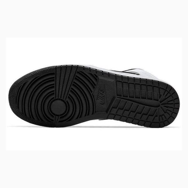 Nike Mid Koripallokengät Miesten Air Jordan 1 Valkoinen Mustat Hopea | JD-104FL