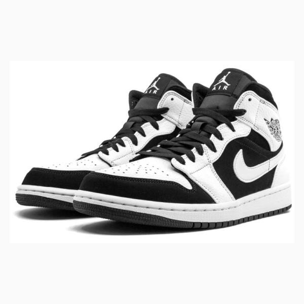 Nike Mid Koripallokengät Miesten Air Jordan 1 Valkoinen Mustat | JD-184MQ