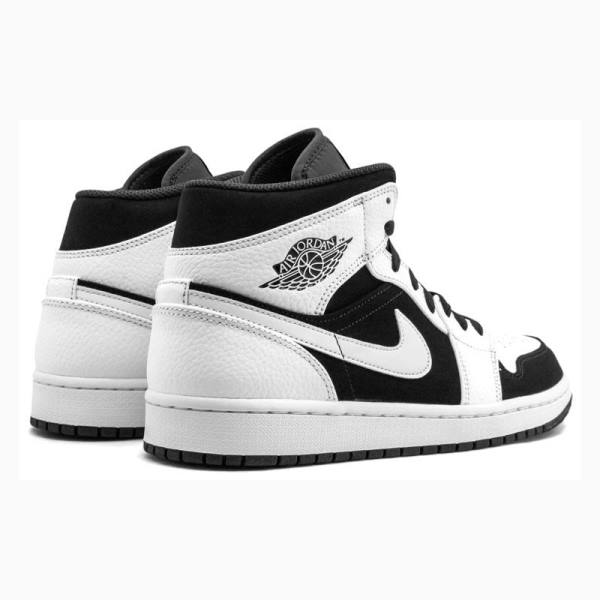 Nike Mid Koripallokengät Miesten Air Jordan 1 Valkoinen Mustat | JD-184MQ
