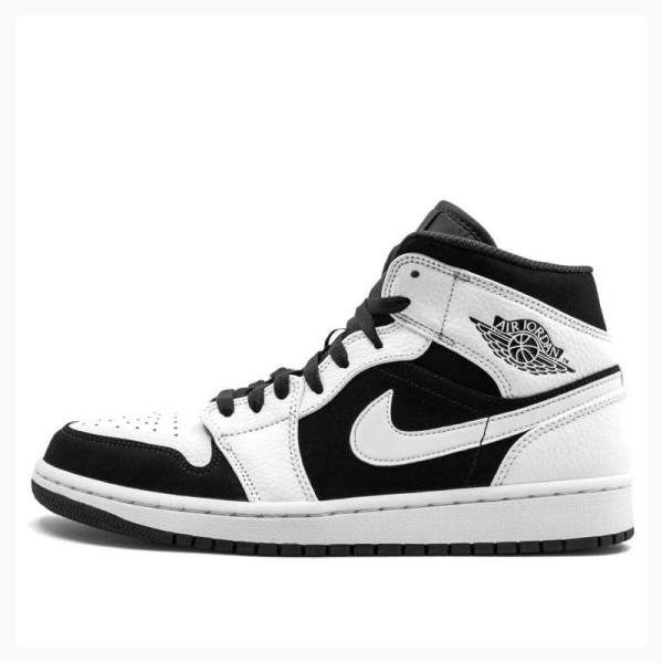 Nike Mid Koripallokengät Miesten Air Jordan 1 Valkoinen Mustat | JD-184MQ