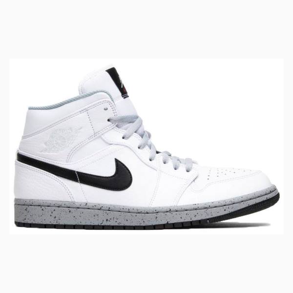 Nike Mid Koripallokengät Miesten Air Jordan 1 Valkoinen Mustat | JD-265EJ