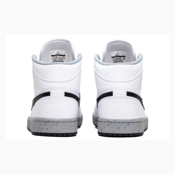 Nike Mid Koripallokengät Miesten Air Jordan 1 Valkoinen Mustat | JD-265EJ