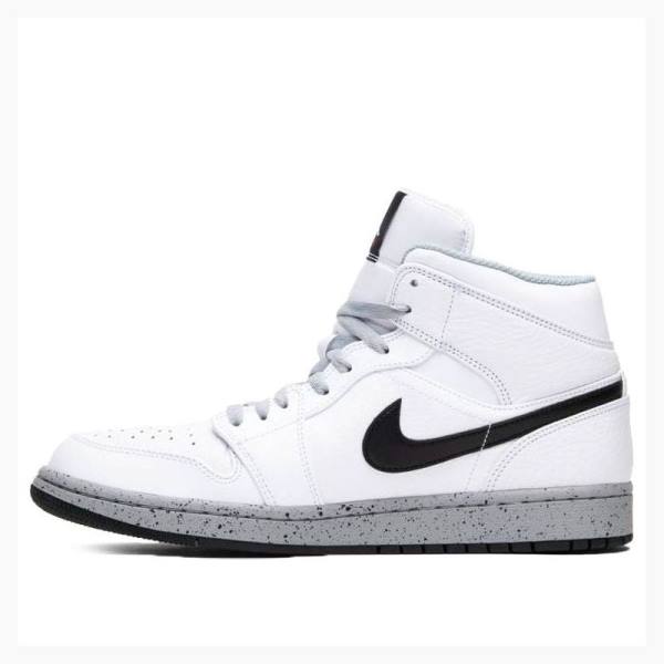 Nike Mid Koripallokengät Miesten Air Jordan 1 Valkoinen Mustat | JD-265EJ