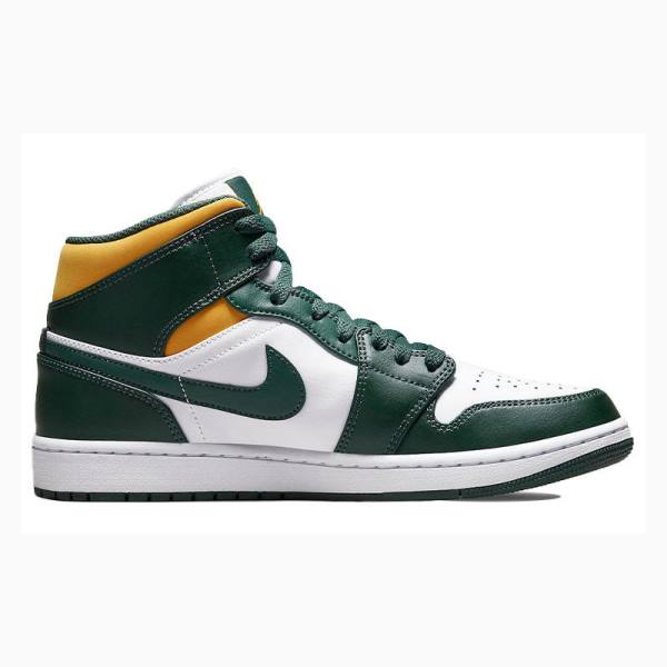Nike Mid Koripallokengät Miesten Air Jordan 1 Valkoinen Vihreä Keltainen | JD-268QU
