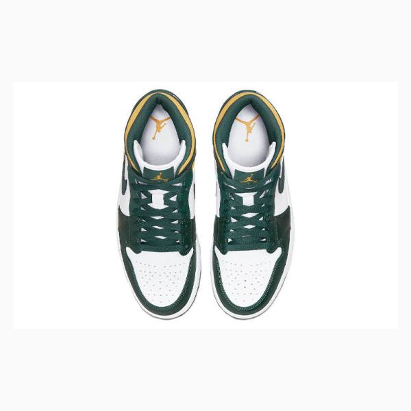Nike Mid Koripallokengät Miesten Air Jordan 1 Valkoinen Vihreä Keltainen | JD-268QU
