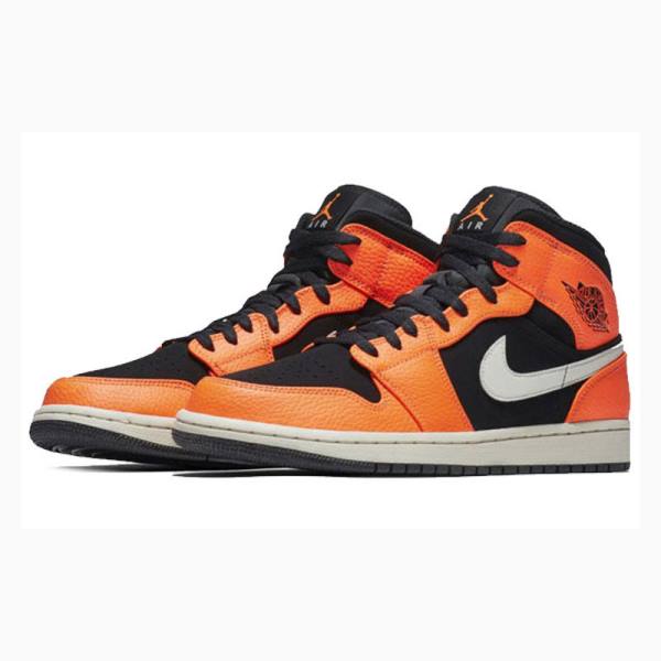 Nike Mid Koripallokengät Miesten Air Jordan 1 Oranssi Mustat | JD-518CF